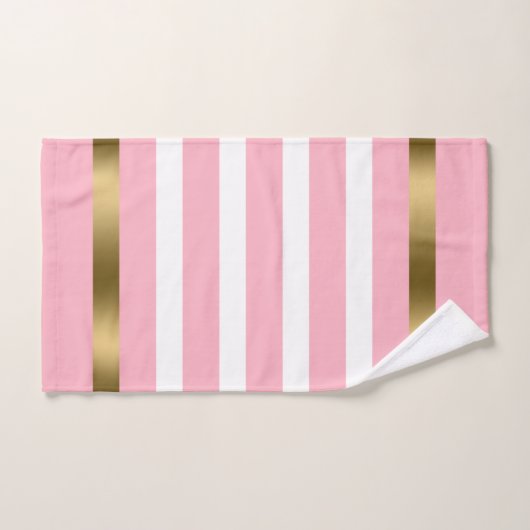 Roze en witte strepen patroongoudaccenten bad handdoek (Handdoek)