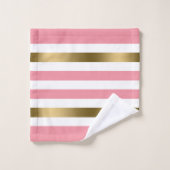 Roze en witte strepen patroongoudaccenten bad handdoek (Wasdoekje)