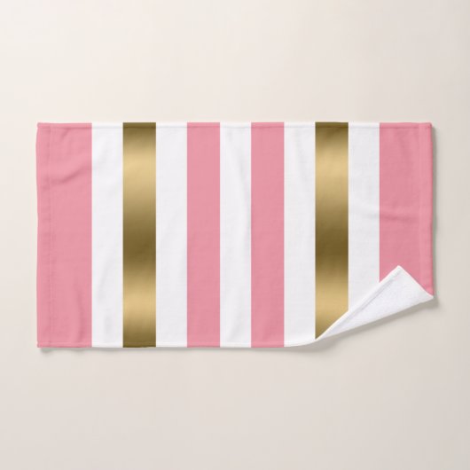 Roze en witte strepen patroongoudaccenten bad handdoek (Handdoek)