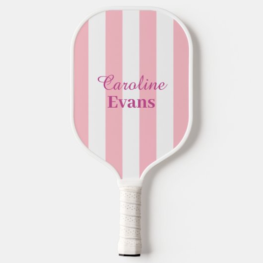Roze en witte strepen pickleball paddle (Achterkant)