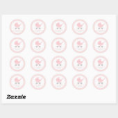 Roze en witte strepen, rolband, Babymeisje Ronde Sticker (Vel)