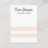 Roze en Witte Strepen Sieraden Oorbel Display Visitekaartje (Voorkant)