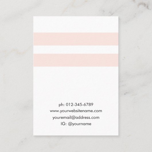 Roze en Witte Strepen Sieraden Oorbel Display Visitekaartje (Achterkant)