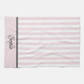 Roze en witte strepen Stippen Theedoek (Horizontaal)