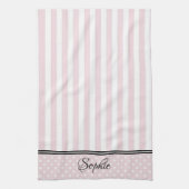 Roze en witte strepen Stippen Theedoek (Verticaal)