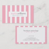 Roze en witte strepen visitekaartje (Voorkant / Achterkant)