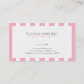 Roze en witte strepen visitekaartje (Achterkant)