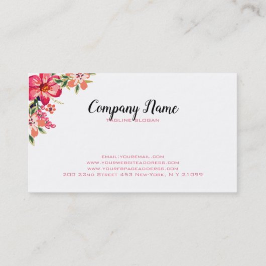 Roze en witte strepen visitekaartje (Achterkant)