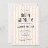 Roze en witte strepes Girl Baby shower Kaart (Voorkant)