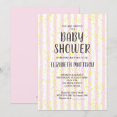 Roze en witte strepes Girl Baby shower Kaart (Voorkant / Achterkant)