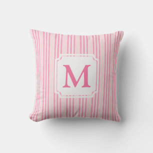 Roze en witte streping   Monogram Cabana Buitenkussen