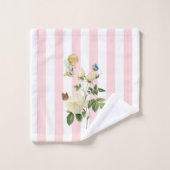 Roze en Witte Stripe Bathroom-handdoekjes Angel Bad Handdoek (Wasdoekje)