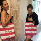 Roze en witte striped films gepersonaliseerd tote bag