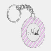 Roze en Witte Striped Mail Key Sleutelhanger (Voorkant Links)