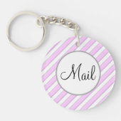 Roze en Witte Striped Mail Key Sleutelhanger (Voorkant)