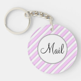 Roze en Witte Striped Mail Key Sleutelhanger