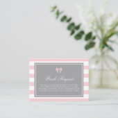 Roze en Witte Stripes Shower Book Request Kaart Plaatskaartje (Staand voorkant)
