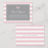Roze en Witte Stripes Shower Book Request Kaart Plaatskaartje (Voorkant / Achterkant)