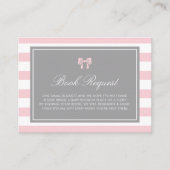 Roze en Witte Stripes Shower Book Request Kaart Plaatskaartje (Voorkant)