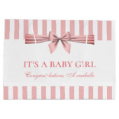 Roze en witte stripper Baby shower grote tas Groot Cadeauzakje (Achterkant)
