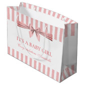 Roze en witte stripper Baby shower grote tas Groot Cadeauzakje (Achterkant Gekanteld)