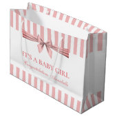 Roze en witte stripper Baby shower grote tas Groot Cadeauzakje (Voorkant Gekanteld)