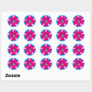 Roze en witte stripper Petunia Bloem Ronde Sticker
