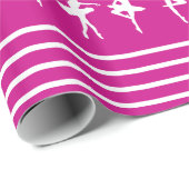 Roze en witte, stripte balletdanser cadeaupapier (Rol Hoek)