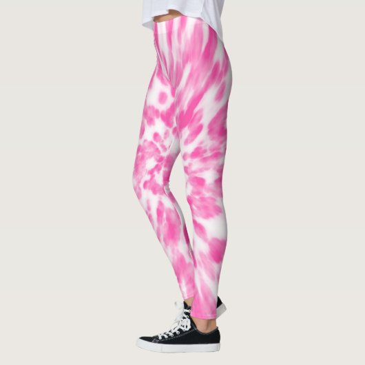 roze en witte Stropdas-kleurstof Leggings (Links)