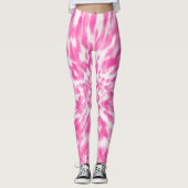 roze en witte Stropdas-kleurstof Leggings (Voorkant)