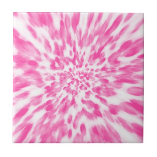 Roze en witte Stropdas kleurstof Tegeltje (Voorkant)