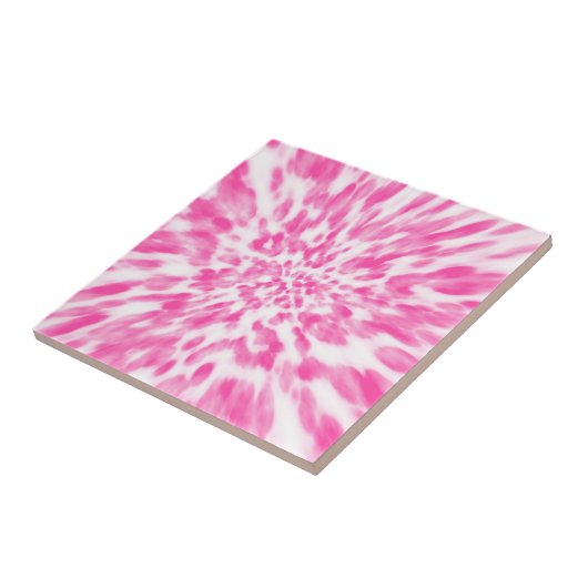 Roze en witte Stropdas kleurstof Tegeltje (Zijkant)