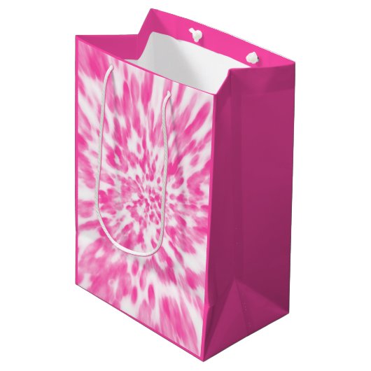 roze en witte stropdas medium cadeauzakje (Voorkant Gekanteld)