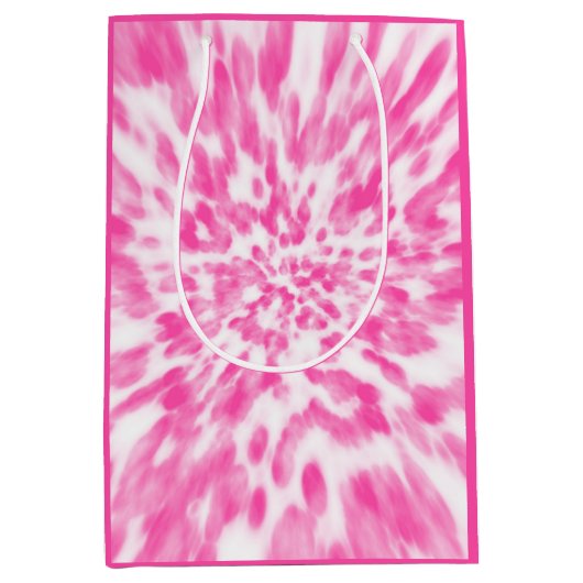 roze en witte stropdas medium cadeauzakje (Voorkant)