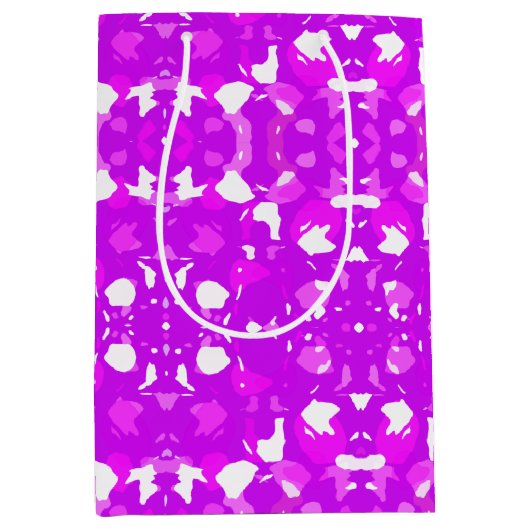 Roze en witte symmetrische markeringen medium cadeauzakje (Voorkant)