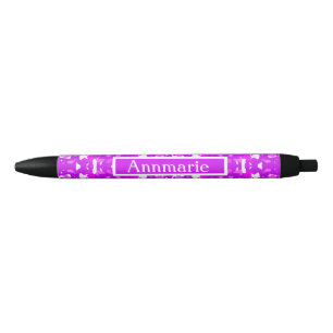 Roze en witte symmetrische markeringen zwarte inkt pen