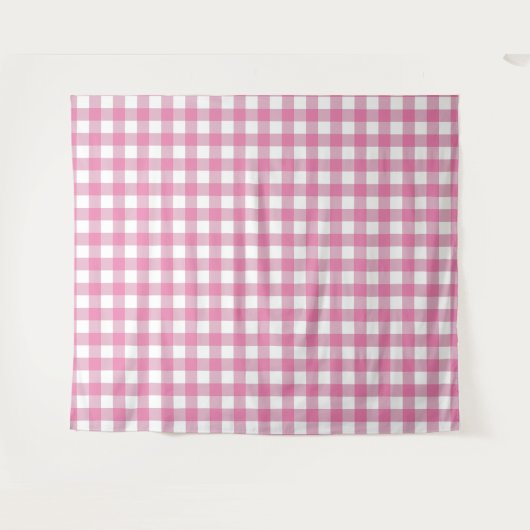 Roze en witte tandham Check Tapestry Wandkleed (Voorkant (horizontaal))