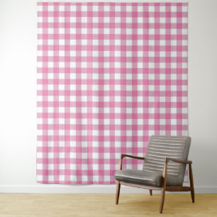 Roze en witte tandham Check Tapestry Wandkleed