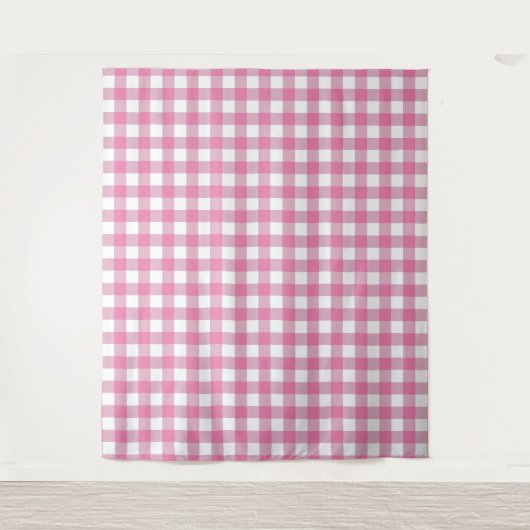 Roze en witte tandham Check Tapestry Wandkleed (Voorkant)