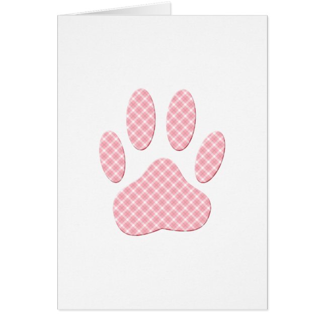 Roze en witte Tartan Dog Paw Print (Voorkant)
