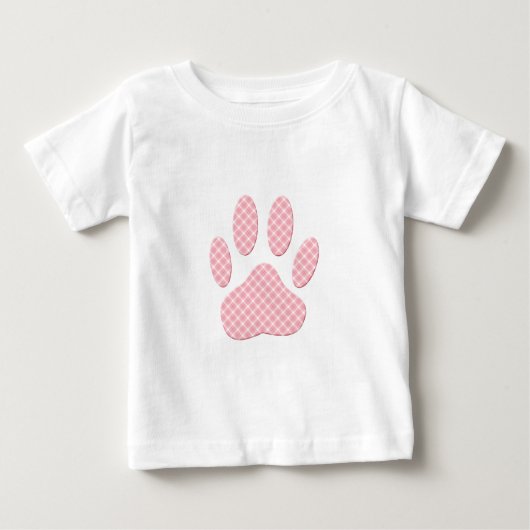 Roze en witte Tartan Dog Paw Print (Voorkant)