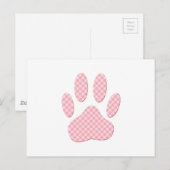 Roze en witte Tartan Dog Paw Print Briefkaart (Voorkant / Achterkant)