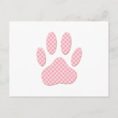 Roze en witte Tartan Dog Paw Print Briefkaart (Voorkant)