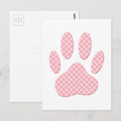 Roze en witte Tartan Dog Paw Print Briefkaart (Voorkant / Achterkant)