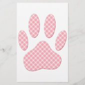 Roze en witte Tartan Dog Paw Print Briefpapier (Voorkant)