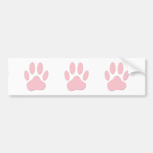 Roze en witte Tartan Dog Paw Print Bumpersticker