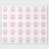 Roze en witte Tartan Dog Paw Print Cadeaupapier (Vlak)