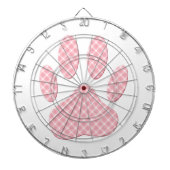 Roze en witte Tartan Dog Paw Print Dartbord (Voorkant)