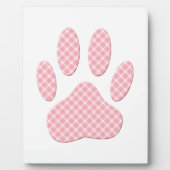 Roze en witte Tartan Dog Paw Print Fotoplaat (Voorkant)