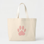 Roze en witte Tartan Dog Paw Print Grote Tote Bag (Voorkant)